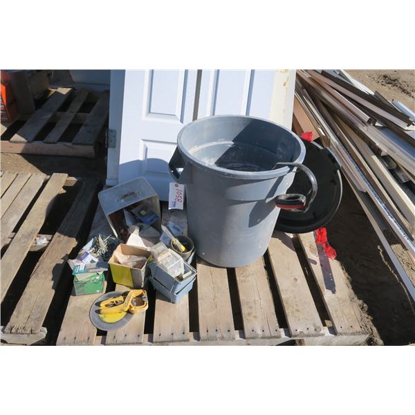 Trash Bin w/ Misc. Tools & Hardware for Carpentry/Contractors
