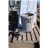 Image 1 : Trash Bin w/ Assorted Bags of Opened Mortar Mix & Painting Supplies