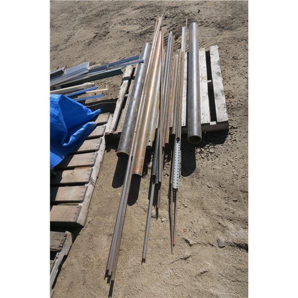 Pallet of Assorted Iron & 3" Copper Pipe (90") & 4" Iron Pipe (2x 5.5ft.)
