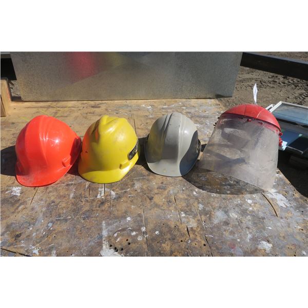 3 Hard Hats & 1 Face Shield