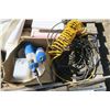 Image 4 : Pallet of Misc. Contractor Supplies - Air Hose, Extension Cord, Hinges, Garage Door Hardware, Tile, 