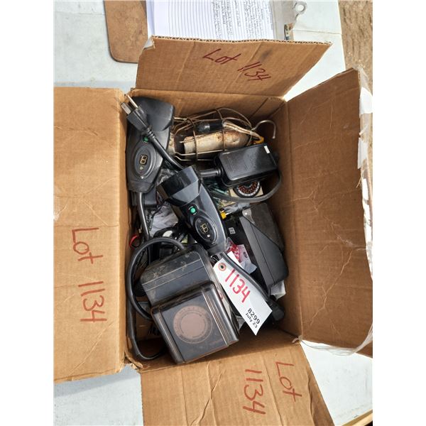 Box of Assorted Lights, Batteries, Timer, Switches, Etc.