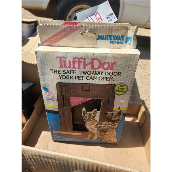 (2) Small Johnson Pet Doors + Don Sullivans Training DVD + Training Collar