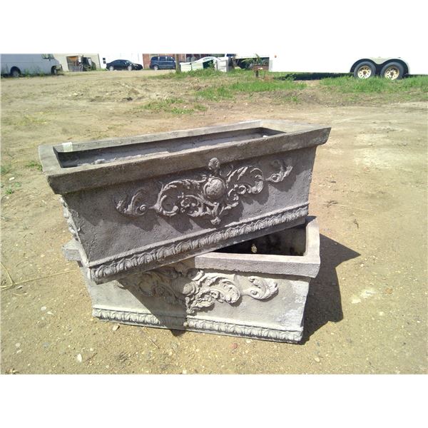 2 Grey Composite Rectangular Planters - 30"x13"x12"h