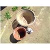 Image 2 : Lot of Garden Décor - Orange Plaster Planter (12"h, 12" dia), Grape Vine Planter (12"h, 18"dia), and