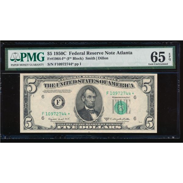 1950C $5 STAR Atlanta FRN PMG 65EPQ