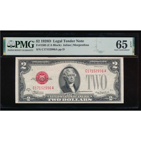 1928D $2 Legal Tender Note PMG 65EPQ