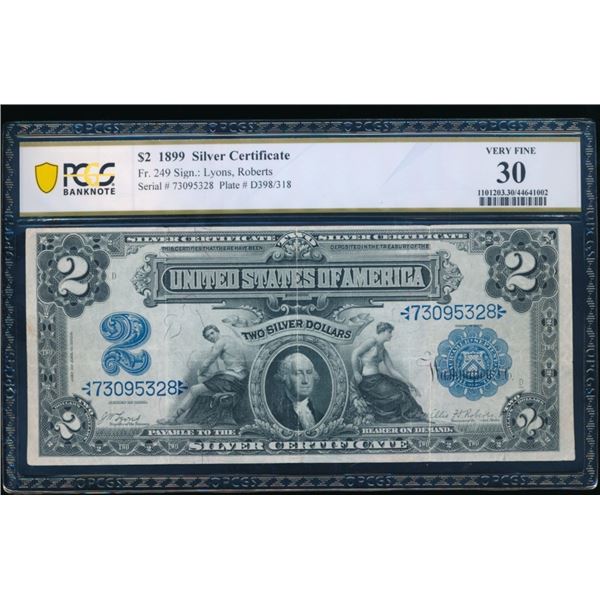 1899 $2 Mini Porthole Silver Certificate PCGS 30