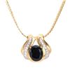 Image 1 : Plated 18KT Yellow Gold 6.00ct Black Sapphire and Diamond Pendant with Chain