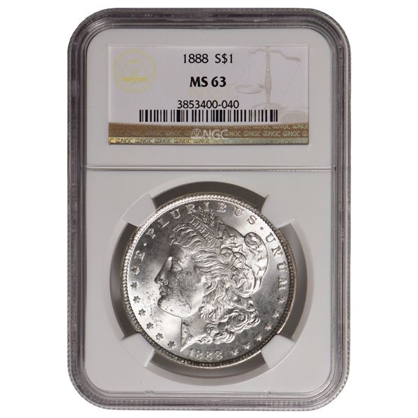 1888 $1 Morgan Silver Dollar NGC MS63