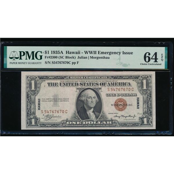 1935A $1 Hawaii Silver Certificate PMG 64EPQ
