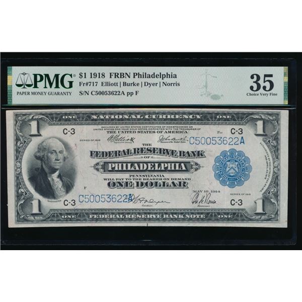 1918 $1 Philadelphia FRN PMG 35