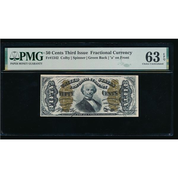 50 Cent Third Issue Fractional PMG 63EPQ