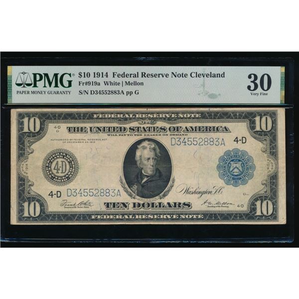 1914 $10 Cleveland FRN PMG 30
