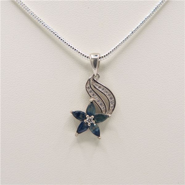 Certified Pretty 1.25 Ct Natural Blue Sapphire Pendant