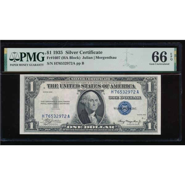 1935 $1 Silver Certificate PMG 66EPQ