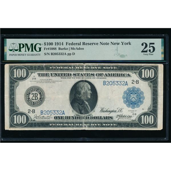1914 $100 New York FRN PMG 25