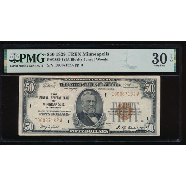 1929 $50 Minneapolis FRBN PMG 30EPQ
