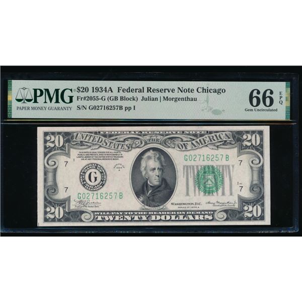 1934A $20 Chicago FRN PMG 66EPQ