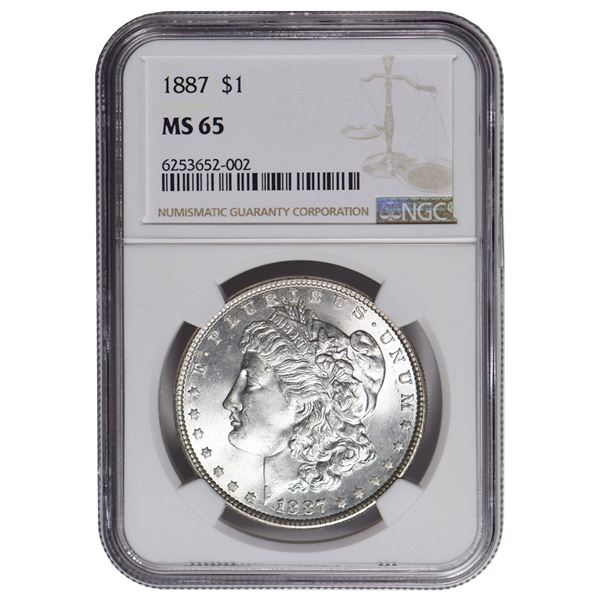 1887 $1 Morgan Silver Dollar NGC MS65