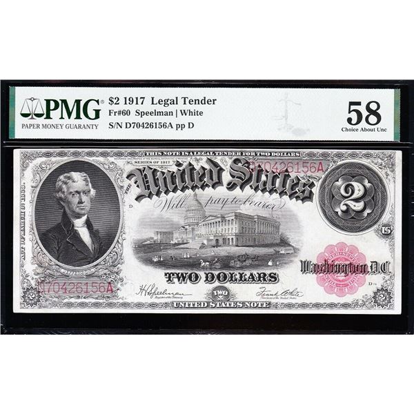 1917 $2 Legal Tender Note PMG 58