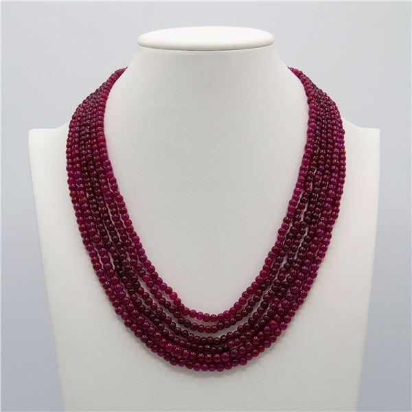 Beautiful 489.5 Ct Natural 6 Strand Ruby Necklace