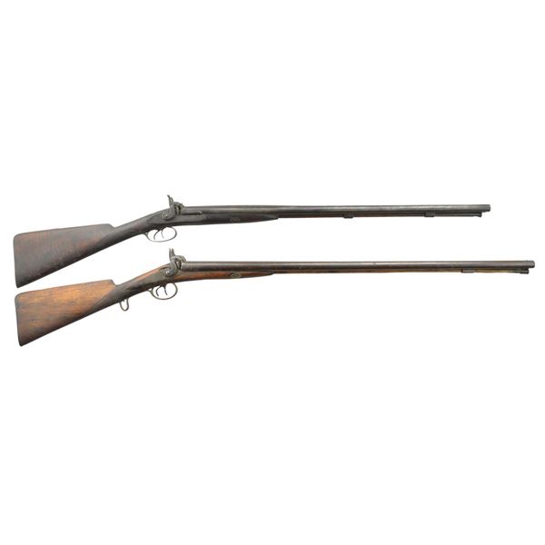 2 EUROPEAN SXS PERCUSSION SHOTGUNS.