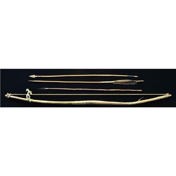 AMERICAN INDIAN BOW & 4 ARROWS.