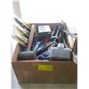 Image 1 : BOX OF MISC. - PLIER SET, FLASHLIGHTS, HACK SAWS, ETC.