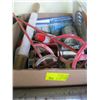 Image 1 : BOX OF MISC. - HATCHET, NEW STOVE BURNER, BUTANE FUEL, ETC.