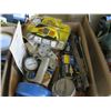 Image 2 : BOX OF MISC. - TAPE MEASURE, 25 FT. PLUMBING SNAKE, GAUGES, ETC.