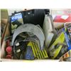 Image 2 : BOX OF MISC. - NEW TOOLS, DUST PAN, FACE MASK, TORCHHEAD, ETC.