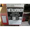 Image 2 : SMALL METALWORKER VARIABLE SPEED LATHE W/BOX OF ASSORTED TOOLING ON 3 DRAWER CHEST OF DRAWERS W/CONT