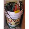 Image 1 : BUCKET OF MISC. - EXTENSION CORDS, TROUBLE LIGHTS, DOG COLLARS, ETC.