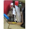 Image 1 : BOX OF MISC. - GLUE GUN, LEATHER GLOVES, BEARING KITS, ETC.