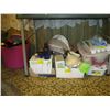 Image 1 : RED PAIL/BOXES - MISC. KITCHEN ITEMS - GLASSWARE, NEW CUTLERY SET, ETC.