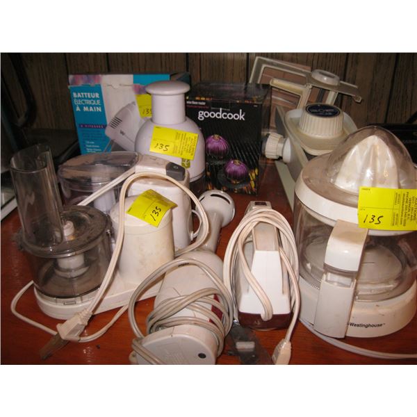 LOT OF MISC. - MIXERS, CHOPPERS, JUICER, ETC.