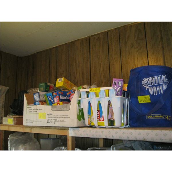 LARGE LOT OF ASSORTED BAGS, ZIPLOG BAGS, ETC.