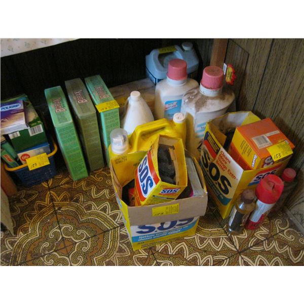 LOT OF MISC. - BORAX, DISH SOAP, LAUNDRY SOAP, ETC.