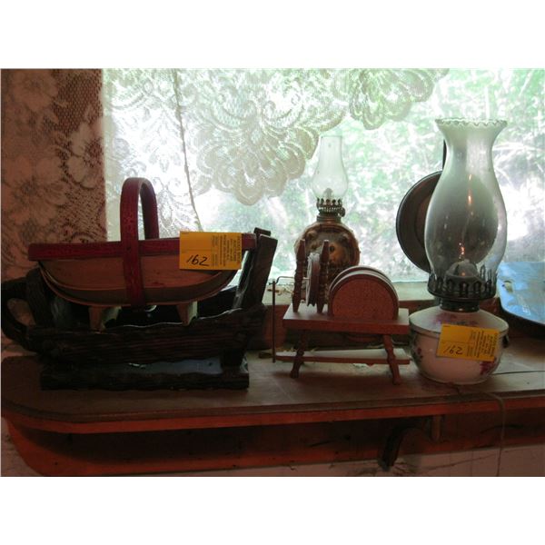 LOT OF MISC. - OIL LAMPS, ETC.