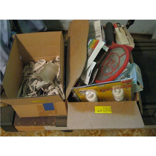 2 BOXES OF MISC. - LIGHT BULBS, LIGHT SHADE, ETC.