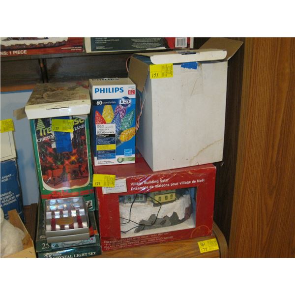 4 BOXES + MISC. LIGHTS, ETC. - XMAS ITEMS