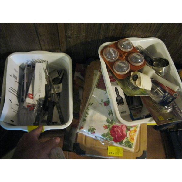 LOT OF MISC. - NEW KITCHEN UTENSILS, CUTTING BOARDS, ETC.