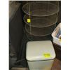 Image 1 : STEP GARBAGE CAN, WIRE ROUND RACK & WOODEN CRATE BOX W/HANDLES