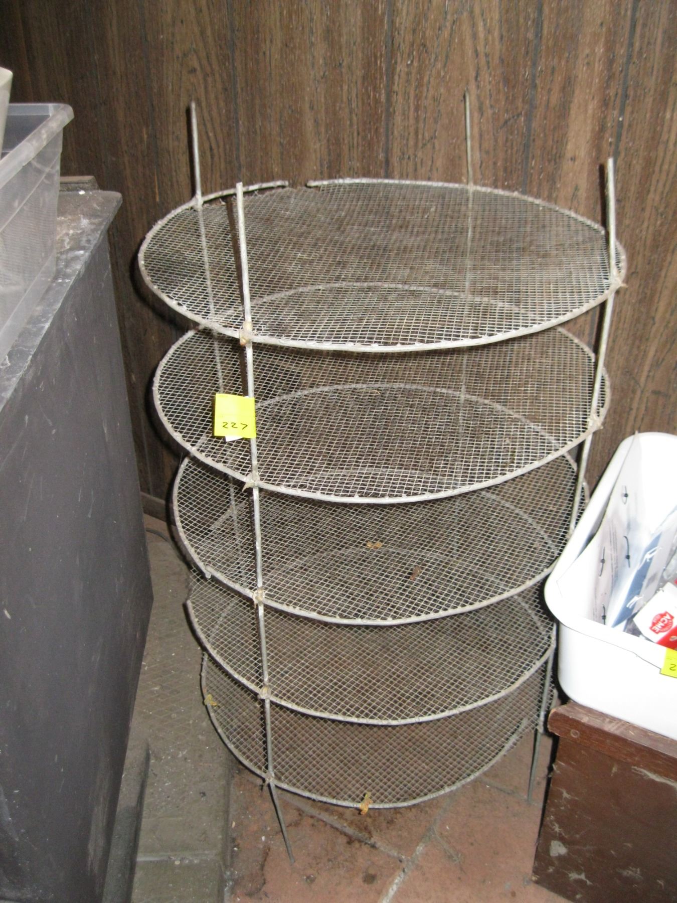 Wire Rack Trash STEP GARBAGE CAN, WIRE ROUND RACK & WOODEN CRATE BOX W/HANDLES