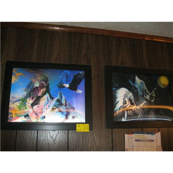 2 - FRAMED PICTURES & A CLOCK