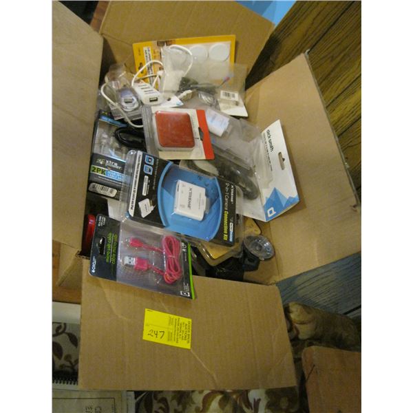 BOX OF MISC. - COMPUTER USB PLUGS, ETC.