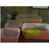 Image 1 : 6-PCS OF FLAMINGO PYREX DISHWARE (MISSING 2 LIDS OF AN 8-PC SET)