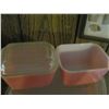 Image 7 : 6-PCS OF FLAMINGO PYREX DISHWARE (MISSING 2 LIDS OF AN 8-PC SET)