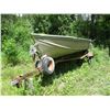 Image 1 : 14 FT. ALUMINUM BOAT W/TRAILER (TRAILER HAS REGISTRATION) - 3 SWIVEL BOAT SEATS & ROD HOLDERS
